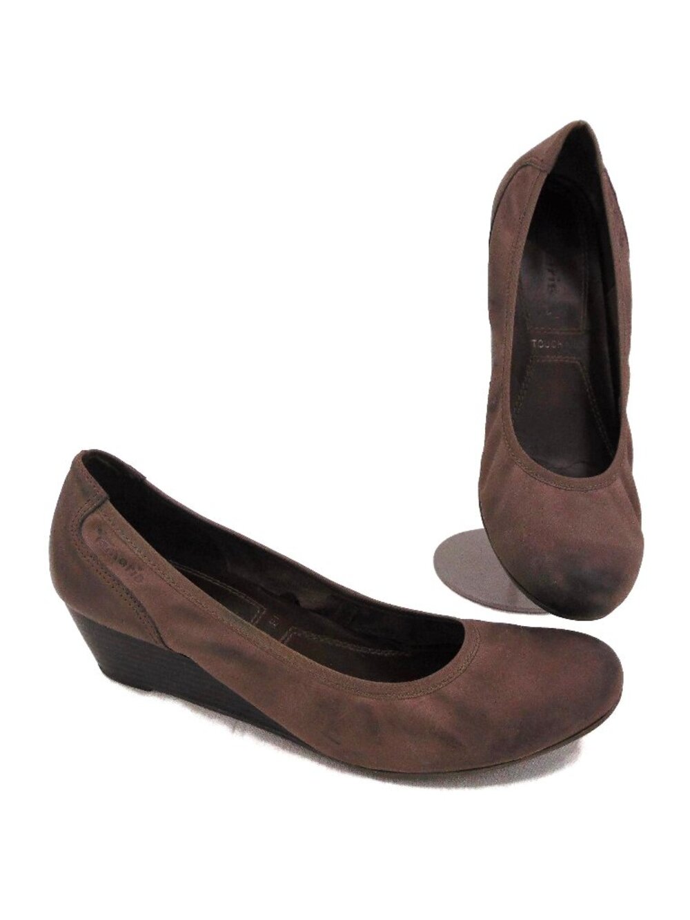 Tamaris Gray Ombre Stacked Wedge Heel Pumps US 9 EUR 40 Elastic Touch Me Insole